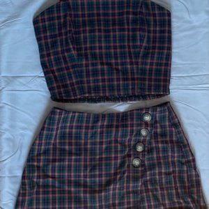 Plaid tank top and skirt/short set